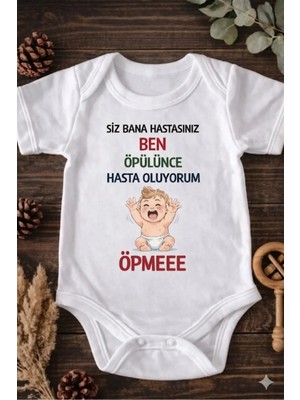 Eydu Baby Beni Yavaşça Dedeme Ver Baskılı Kısa Kollu Çıtçıtlı Bebek Body Badi Zıbın