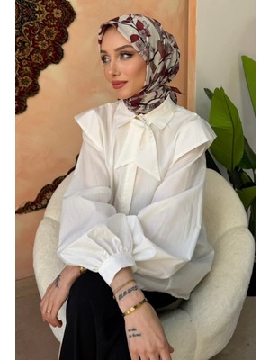 İmaj Butik Bordo Desenli Soft Eşarp