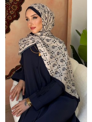 İmaj Butik Lacivert Monogram Desenli Soft Şal