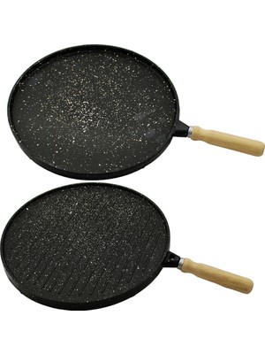 Uravas Store Çi̇ft Tarafli Döküm Grani̇t Bazlama - Gözleme Tavasi 36CM (5528)