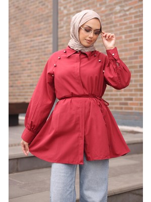 İmaj Butik Bordo Bel Bağlamalı Tunik