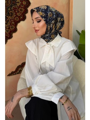 İmaj Butik Lacivert Desenli Soft Eşarp