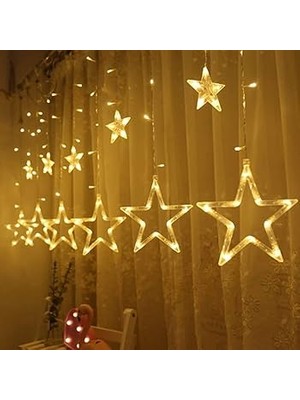 Yvz Store Yıldız Sarkıtlı Perde LED Aydınlatma - 3m Genişlik, 8 Modlu, Günışığı Renk,ev Süsleme Işığı