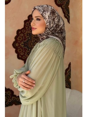 İmaj Butik Bej Desenli Soft Eşarp