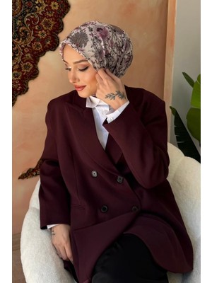 İmaj Butik Bej Pudra Desenli Soft Eşarp