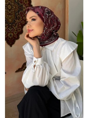 İmaj Butik Bordo Desenli Soft Eşarp