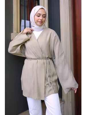 İmaj Butik Vizon Bel Bağlamalı Ceket