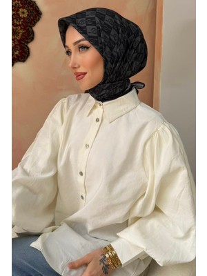 İmaj Butik Siyah Desenli Soft Eşarp