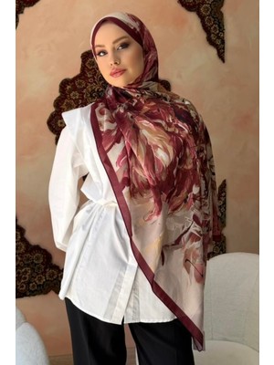 İmaj Butik Bordo Desenli Soft Şal