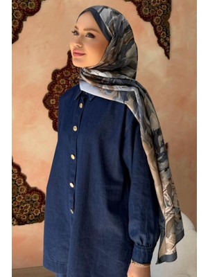 İmaj Butik Antrasit Desenli Soft Şal