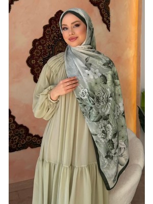 İmaj Butik Mint Yeşili Çiçek Desenli Soft Şal