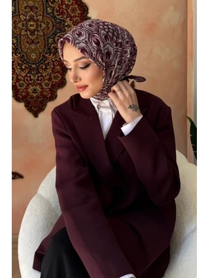 İmaj Butik Mürdüm Desenli Soft Eşarp