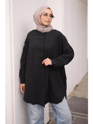 İmaj Butik Siyah Düğmeli Basic Salaş Tunik