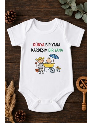 Eydu Baby Organik %100 Pamuk Ilk Dişim Çıktı Baskılı Uzun Kollu Çıtçıtlı Bebek Body Badi Zıbın Tulum 5602