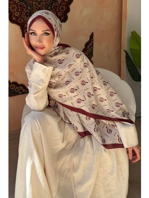 İmaj Butik Bordo Monogram Desenli Soft Şal