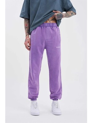 Machinist Clothing Erkek Luxury Basic Yıkamalı Jogger Eşofman Altı Mor