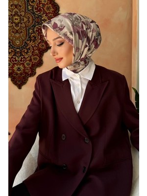 İmaj Butik Mürdüm Pudra Desenli Soft Eşarp