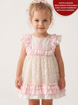 Aysskids Hazel Nakışlı Dantel Detaylı Kız Çocuk Bayramlık Elbise