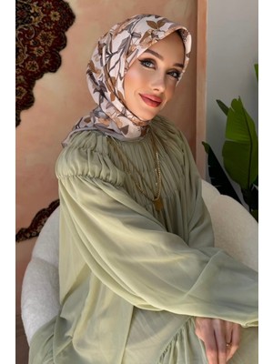 İmaj Butik Bej Desenli Soft Eşarp