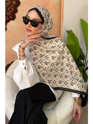 İmaj Butik Siyah Monogram Desenli Soft Şal