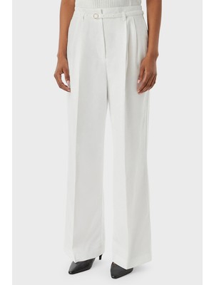 Tommy Hilfiger Keten Karışımlı Wide Leg Fit Yüksek Bel Pantolon Bayan Pantolon WW0WW48884 Ycf