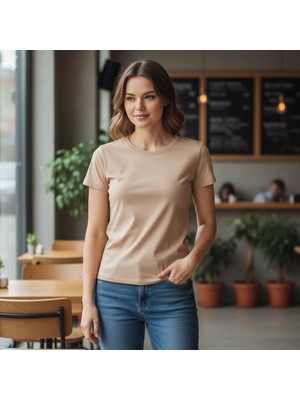 Bonbon Kadın Bisilet Yaka Kısa Kollu Basic Tshirt BB2497