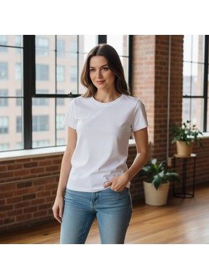 Bonbon Kadın Bisilet Yaka Kısa Kollu Basic Tshirt BB2497