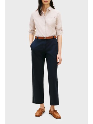 Tommy Hilfiger Pamuklu Slim Fit Yüksek Bel Pantolon Bayan Pantolon WW0WW49647 C1G