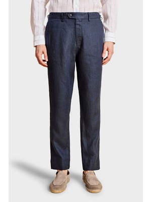 Brooks Brothers %100 Keten Normal Bel Düz Paça Pantolon Erkek Pantolon BBSS26MPT022137