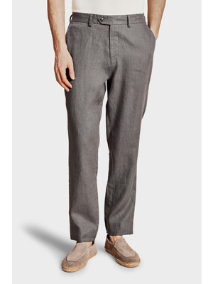 Brooks Brothers % 100 Keten Normal Bel Düz Paça Pantolon Erkek Pantolon BBSS26MPT022108