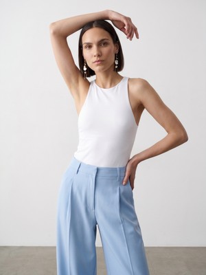 Dilvin 32836 Halter Yaka Bodysuit-Beyaz