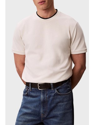 Calvin Klein % 100 Pamuk Regular Fit Bisiklet Yaka T Shirt LV04LF215GYAS Erkek T Shirt LV04LF215G Yas