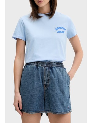 Tommy Jeans Pamuklu Baskılı Regular Fit Bisiklet Yaka T Shirt Bayan T Shirt DW0DW22310 C1T