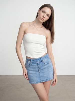 Dilvin 21218 Straplez Top-Ekru
