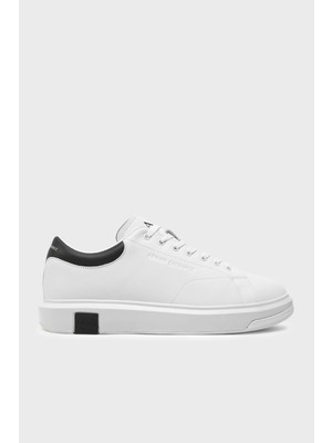 Armani Exchange Logolu Hakiki Deri Sneaker Ayakkabı Erkek Ayakkabı XUX123 XV534 Ecru