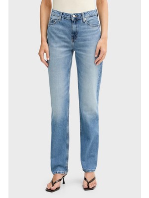 Tommy Hilfiger Pamuklu Straight Fit Orta Bel Jeans Bayan Kot Pantolon WW0WW48569 1A7