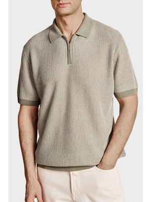 Brooks Brothers Keten Karışımlı Kısa Kollu Örgü Polo Yaka Kazak Erkek Polo Yaka Kazak BBSS26MKL005180