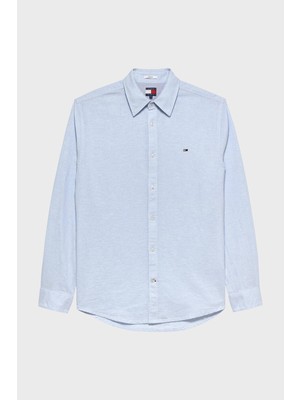 Tommy Jeans Keten ve Pamuk Karışımlı Uzun Kollu Gömlek Erkek Gömlek DM0DM22761 C3Q