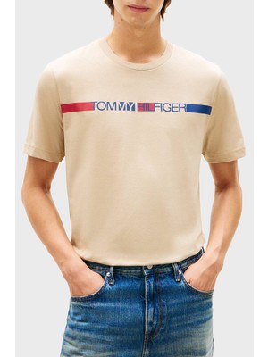 Tommy Hilfiger Logolu % 100 Pamuk Bisiklet Yaka T Shirt Erkek T Shirt MW0MW42368 Rbt