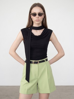 Dilvin 32897 Şal Yaka Degaje Top-Siyah