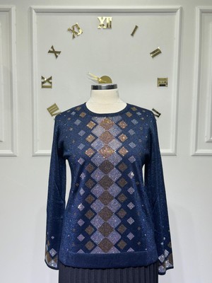 Modaminar Kadın Yeni Sezon Nergiz Triko Kumaş Taşlı Ithal Bluz