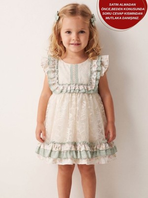Aysskids Hazel Nakışlı Dantel Detaylı Kız Çocuk Bayramlık Elbise