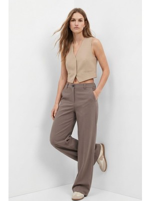 Rays Vizon Düğmeli Geniş Paça Pantolon 8450A