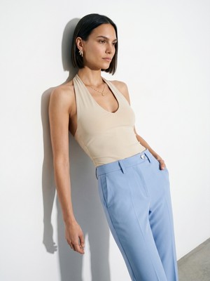 Dilvin 21231 Halter Yaka Bodysuit-Taş