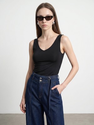 Dilvin 32940 V Yaka Top-Siyah