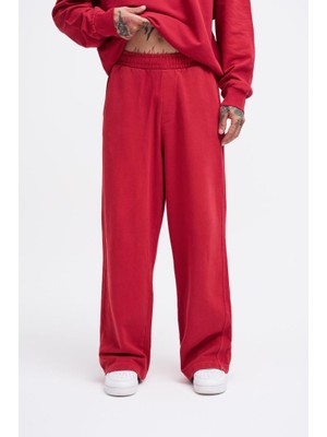 Machinist Clothing Erkek Yıkamalı Basic Baggy Eşofman Altı Açık Kırmızı