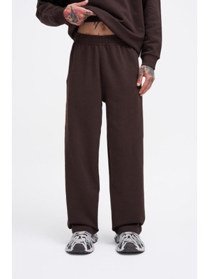 Machinist Clothing Erkek Basic Diagonal Baggy Eşofman Altı Koyu Kahverengi