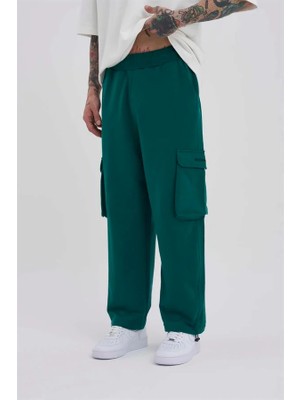 Machinist Clothing Erkek Kargo Cepli Oversize Baggy Eşofman Altı Yağ Yeşili