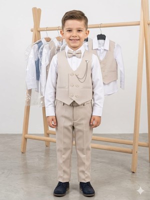 Dublino Kids Erkek Çocuk Smokin Takım Elbise Yelekli Papyonlu