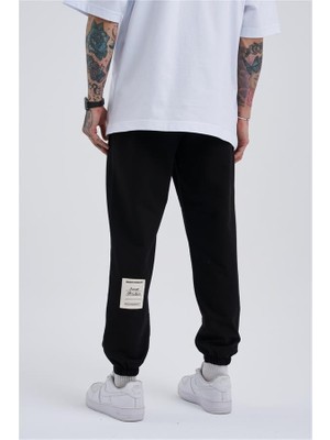 Machinist Clothing Oversize Basic Bel Paça Lastikli 3 Cepli Jogger Eşofman Altı Siyah